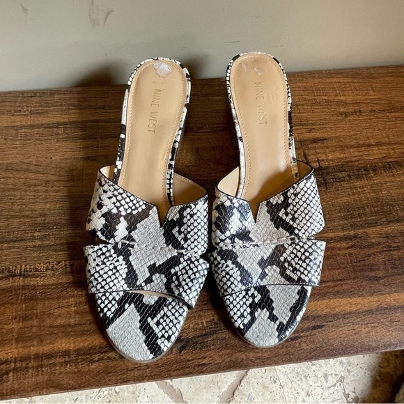Nine West Shoes - Nine West  Andre Snakeskin Slide Sandals Sz 9.5 M